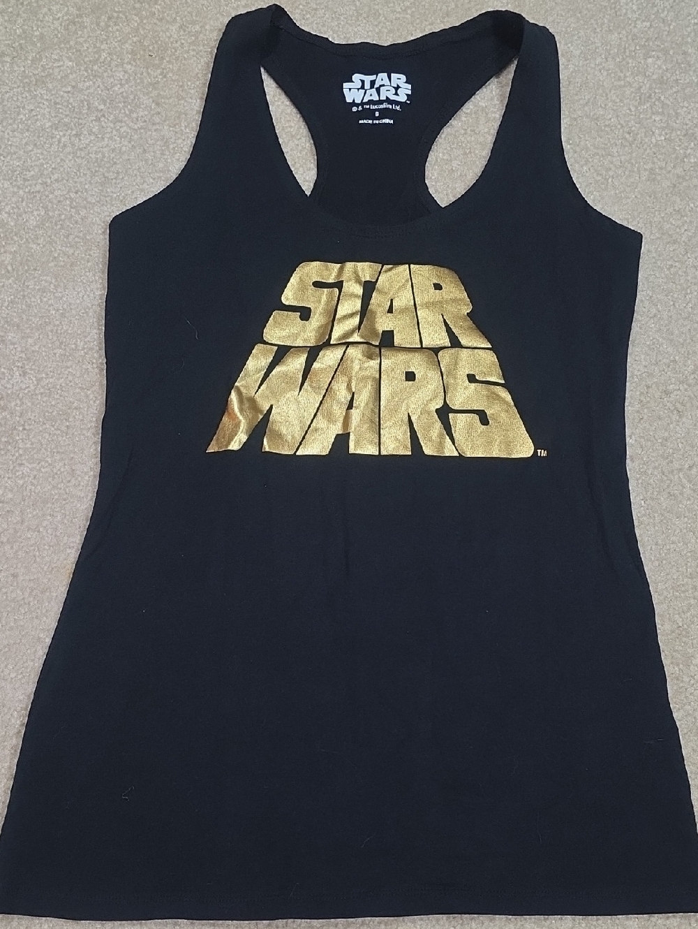 Star Wars Black Racerback Tank with Gold Logo